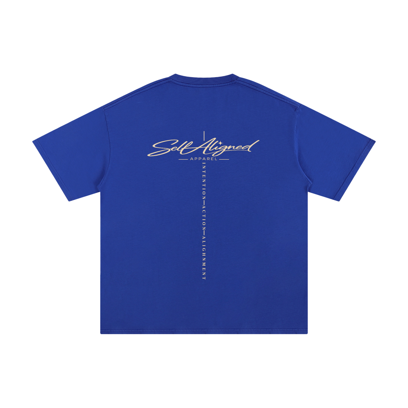 Self Aligned Script Brand Tee - Back - Colorful Blue