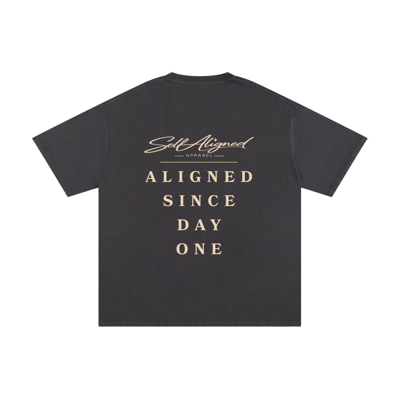 Self Aligned Apparel,Aligned Since Day One,Minimal Script Logo,Unisex Cotton Tee,Pure Cotton T-Shirt,Premium Everyday Tee,Minimalist Streetwear,Intentional Apparel,Logo Graphic Tee,Statement T-Shirt