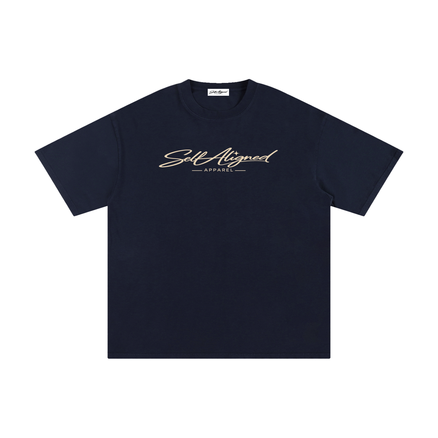 Self Aligned Apparel,Aligned Since Day One,Minimal Script Logo,Unisex Cotton Tee,Pure Cotton T-Shirt,Premium Everyday Tee,Minimalist Streetwear,Intentional Apparel,Logo Graphic Tee,Statement T-Shirt