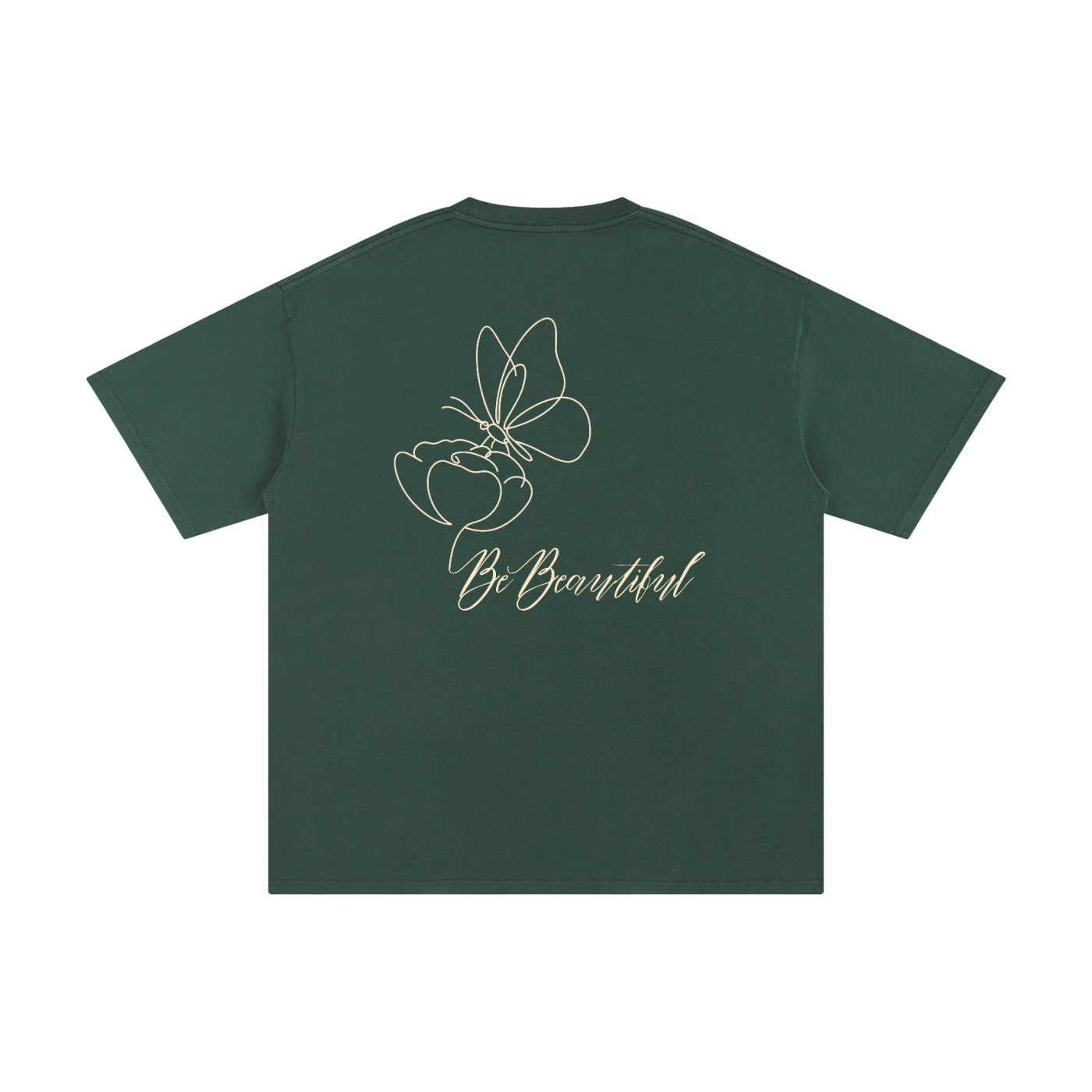 Be Beautiful Butterfly Tee - Back - Forest Green
