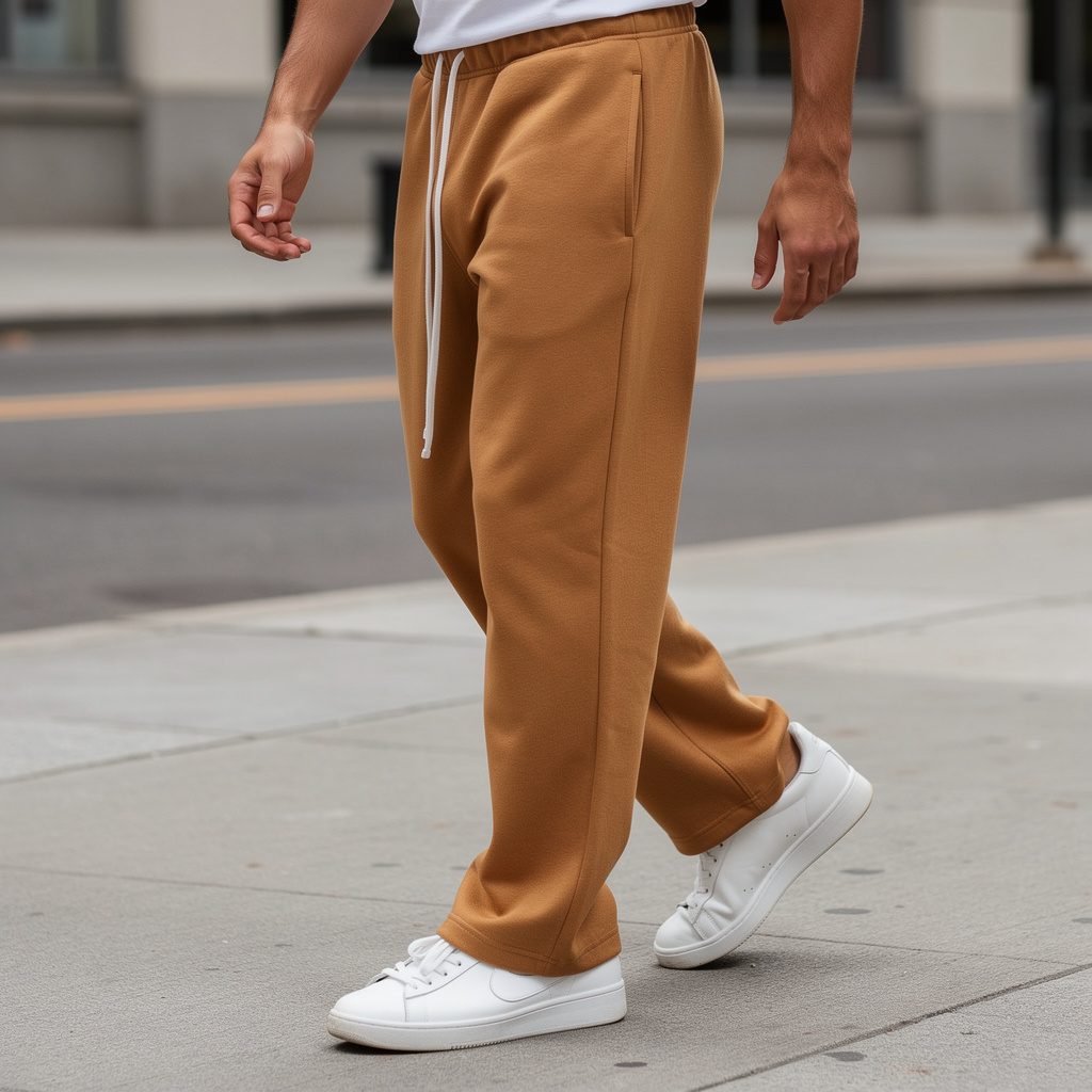 Self Aligned Straight-Leg Sweatpants - straight-leg fit worn by model on a city sidewalk